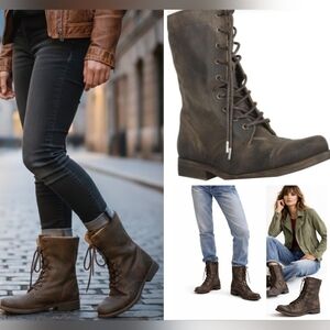 Allsaints Spitalfield Montgomery Boots Combat Military Distressed Lace Up Lk New